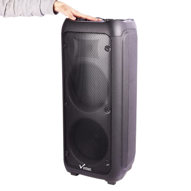 اسپیکر چمدانی بلوتوثی رم و فلش خور Vanmaax MAX-1100 + میکروفون و ریموت کنترل