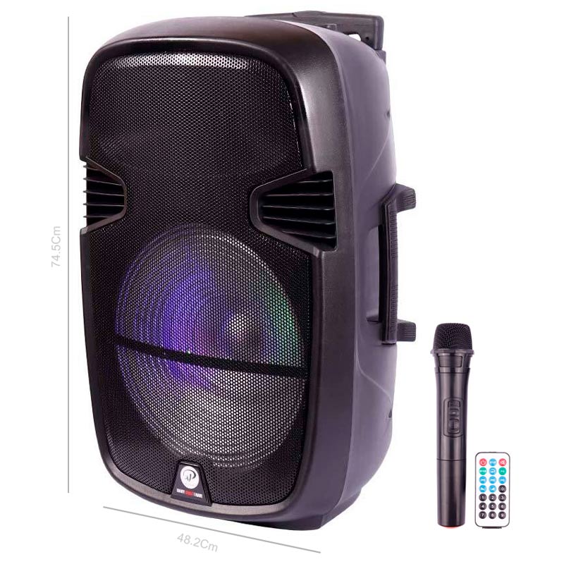 اسپیکر چمدانی بلوتوثی رم و فلش خور XP-Product XP-ME1115C + میکروفون و ریموت کنترل