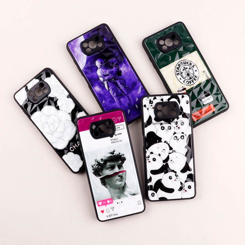 قاب طرحدار پشت برجسته محافظ لنزدار Xiaomi Poco X3