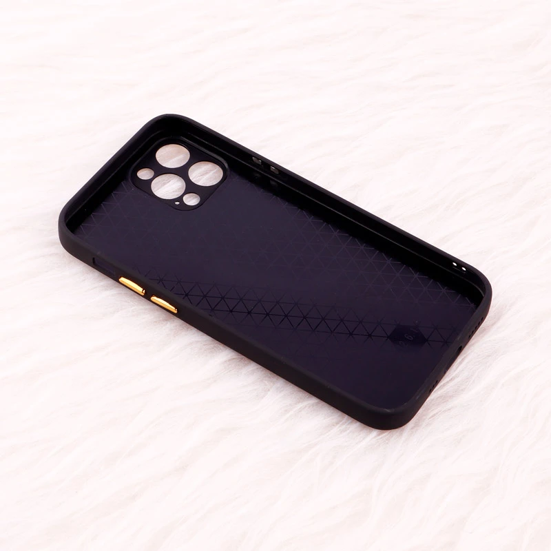 قاب پافر چرمی لوزی محافظ لنزدار iPhone 12 Pro مشکی