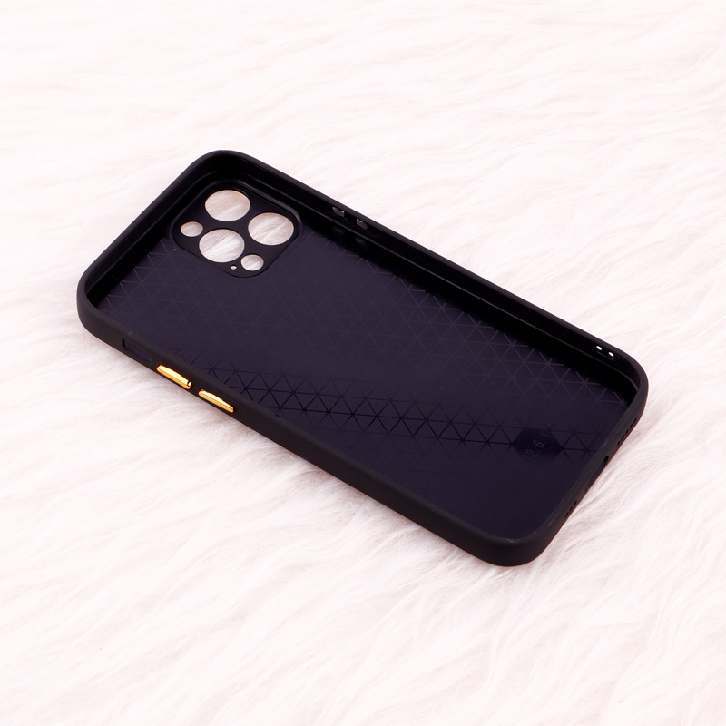 قاب پافر چرمی لوزی محافظ لنزدار iPhone 12 Pro مشکی