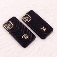 قاب پافر چرمی لوزی محافظ لنزدار iPhone 12 Pro مشکی