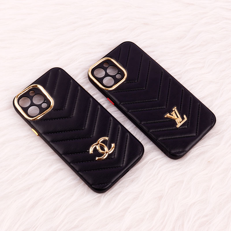 قاب پافر چرمی لوزی محافظ لنزدار iPhone 12 Pro مشکی