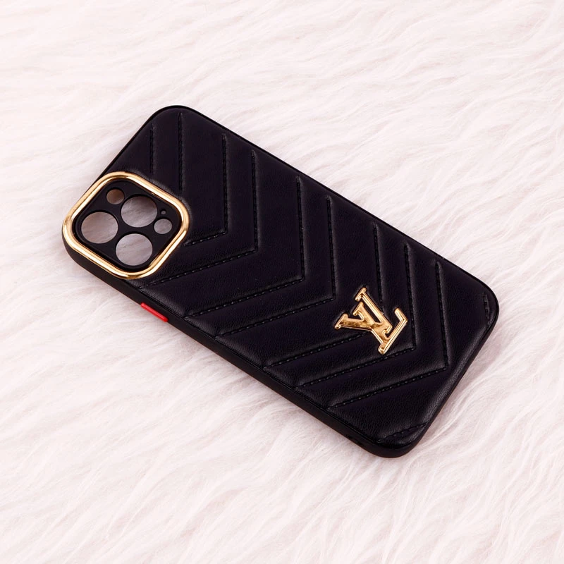قاب پافر چرمی لوزی محافظ لنزدار iPhone 12 Pro مشکی