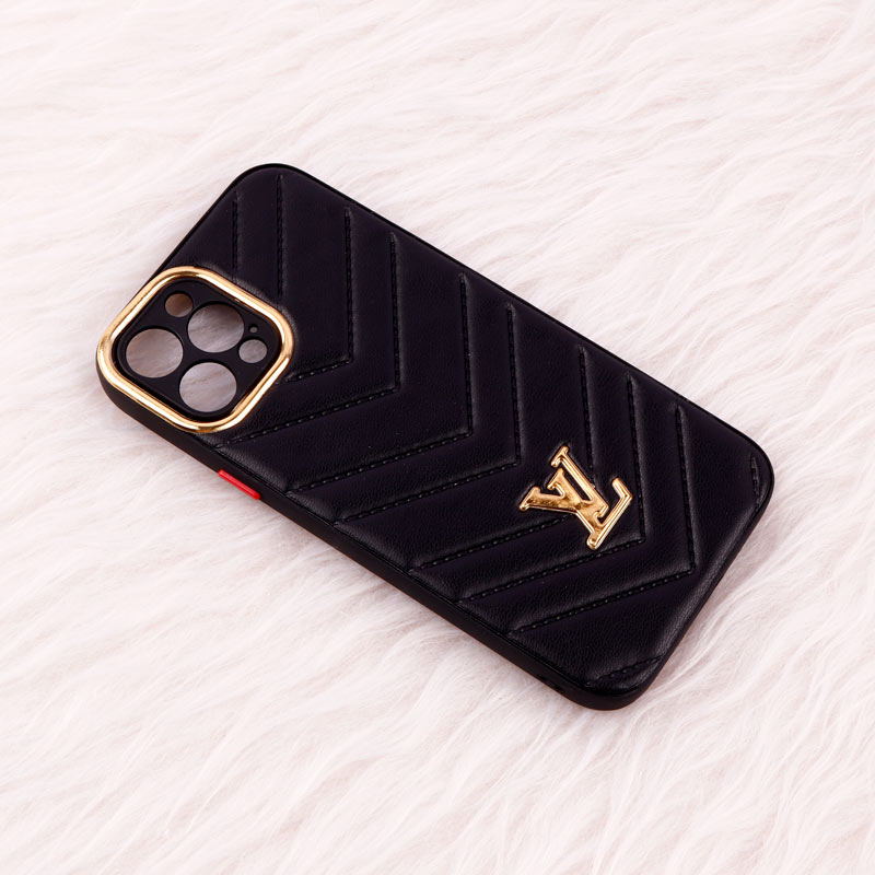 قاب پافر چرمی لوزی محافظ لنزدار iPhone 12 Pro مشکی