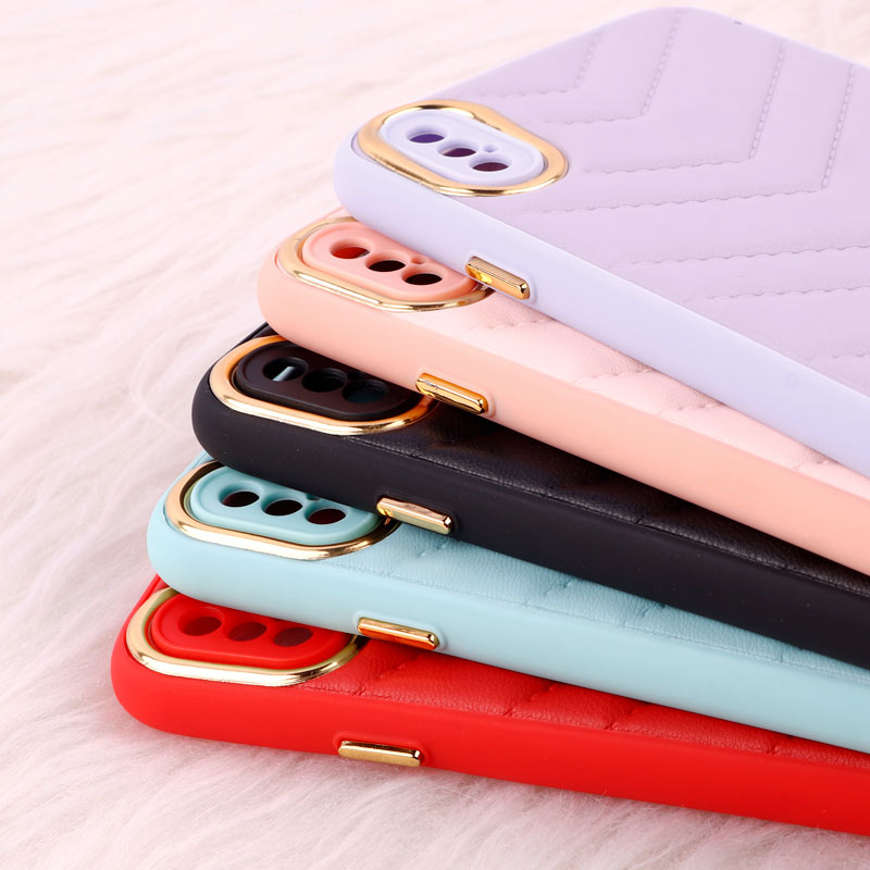 قاب پافر چرمی لوزی محافظ لنزدار iPhone X