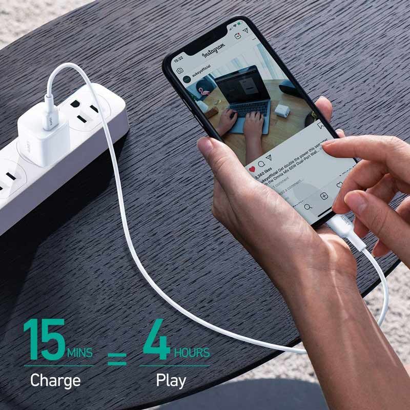 کلگی فست شارژ Aukey PA-B1 GaN 3A QC PD 20W Type-C