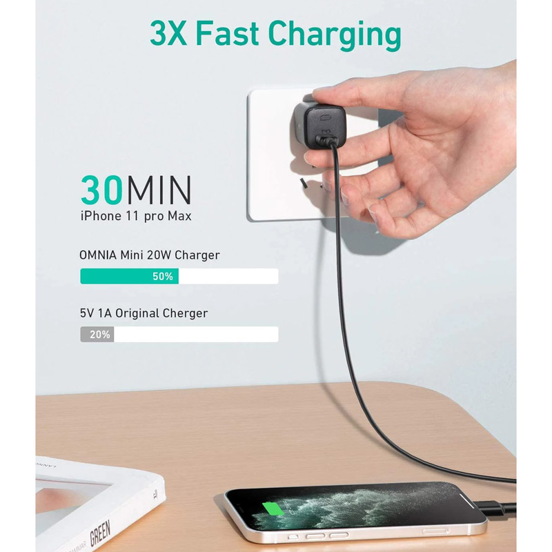 کلگی فست شارژ Aukey PA-B1 GaN 3A QC PD 20W Type-C