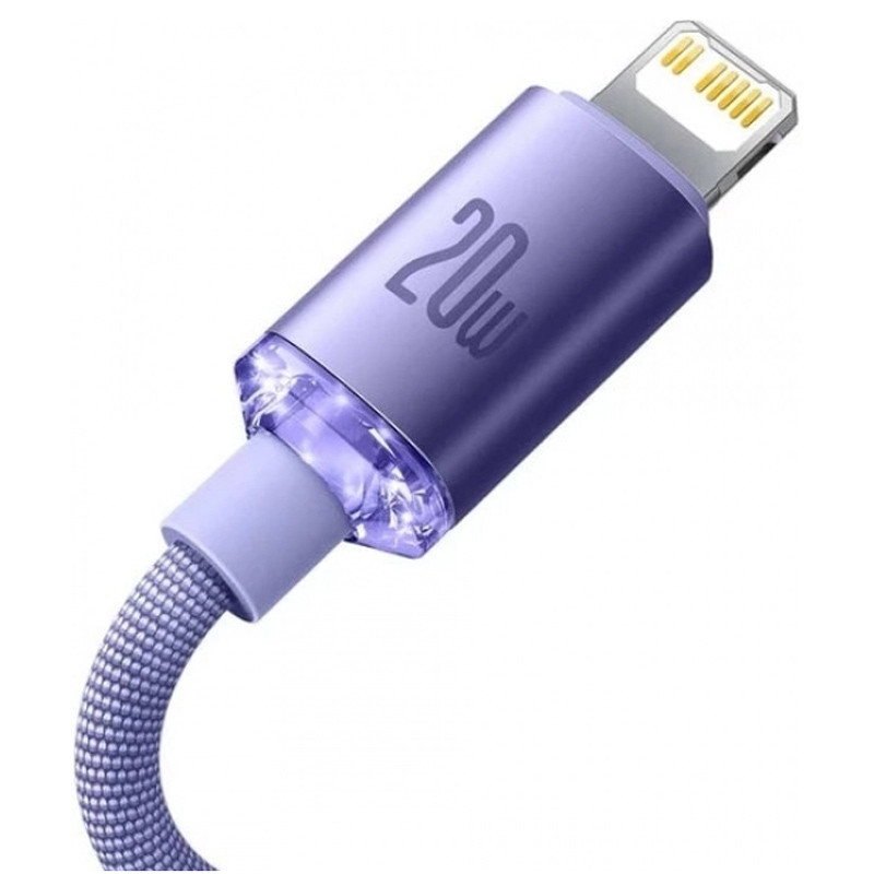 کابل تبدیل فست شارژ Baseus Crystal shine CAJY00030 Type-C to Lightning PD 20W 2m