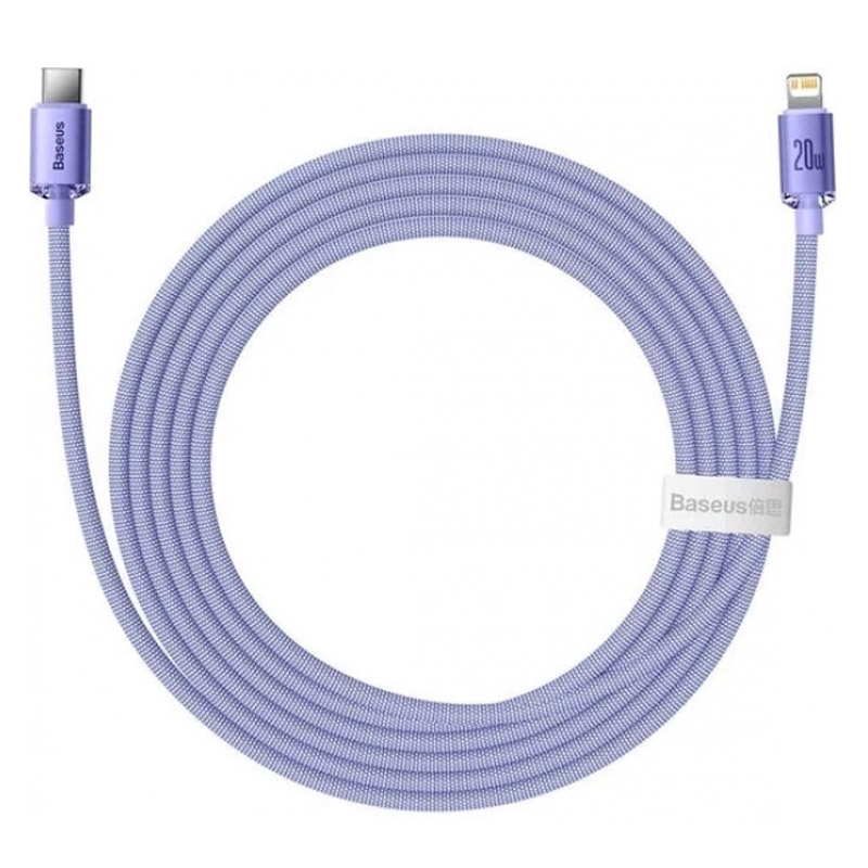 کابل تبدیل فست شارژ Baseus Crystal shine CAJY00030 Type-C to Lightning PD 20W 2m