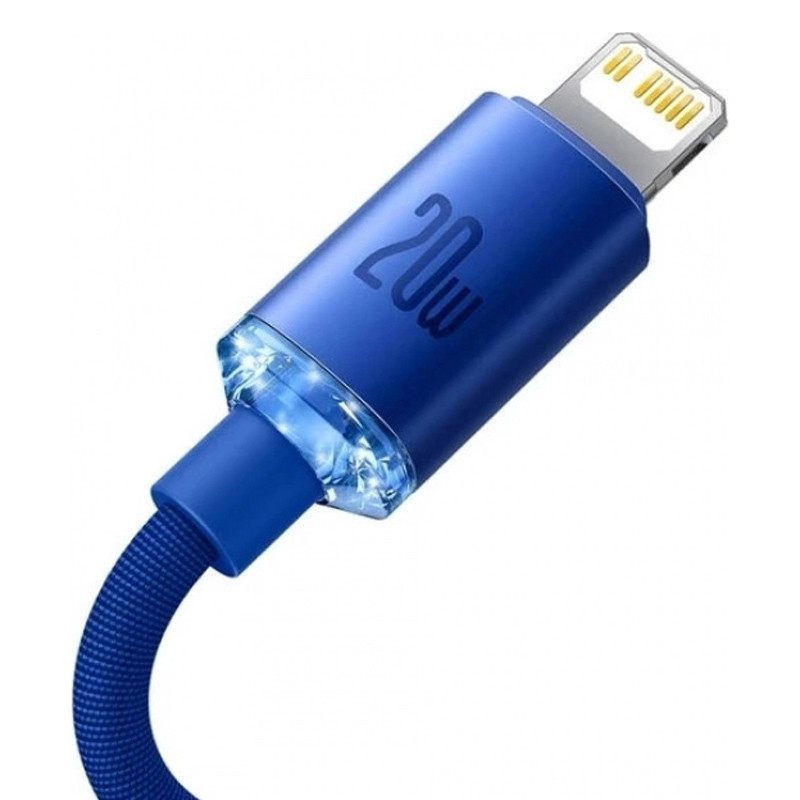 کابل تبدیل فست شارژ Baseus Crystal shine CAJY00030 Type-C to Lightning PD 20W 2m