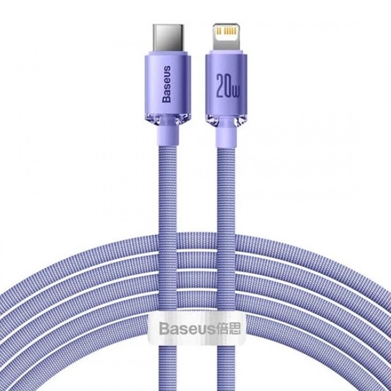 کابل تبدیل فست شارژ Baseus Crystal shine CAJY00030 Type-C to Lightning PD 20W 2m