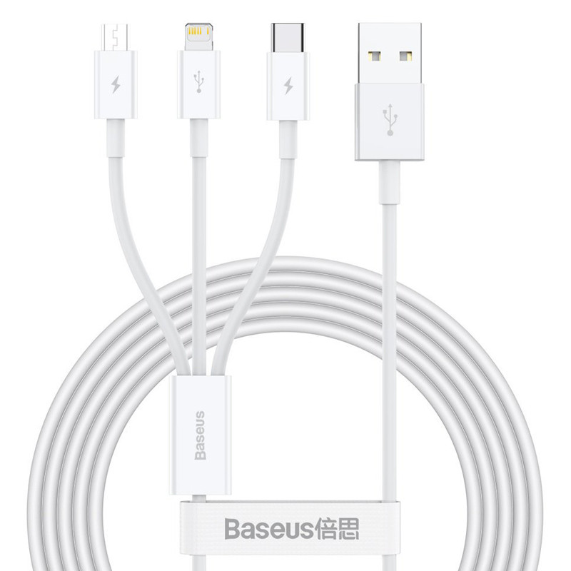 کابل 3 سر فست شارژ Baseus Superior Series CAMLTYS-0 3.5A 1.5m