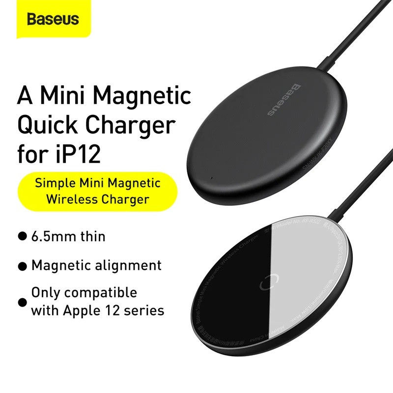 شارژر بی سیم فست شارژ Baseus Simple Mini Magnetic WXJK iP12 Series 15W