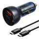 شارژر فندکی فست شارژ Baseus TZCCKX-0G 5A QC4.0 PD 65W + کابل تبدیل تایپ سی