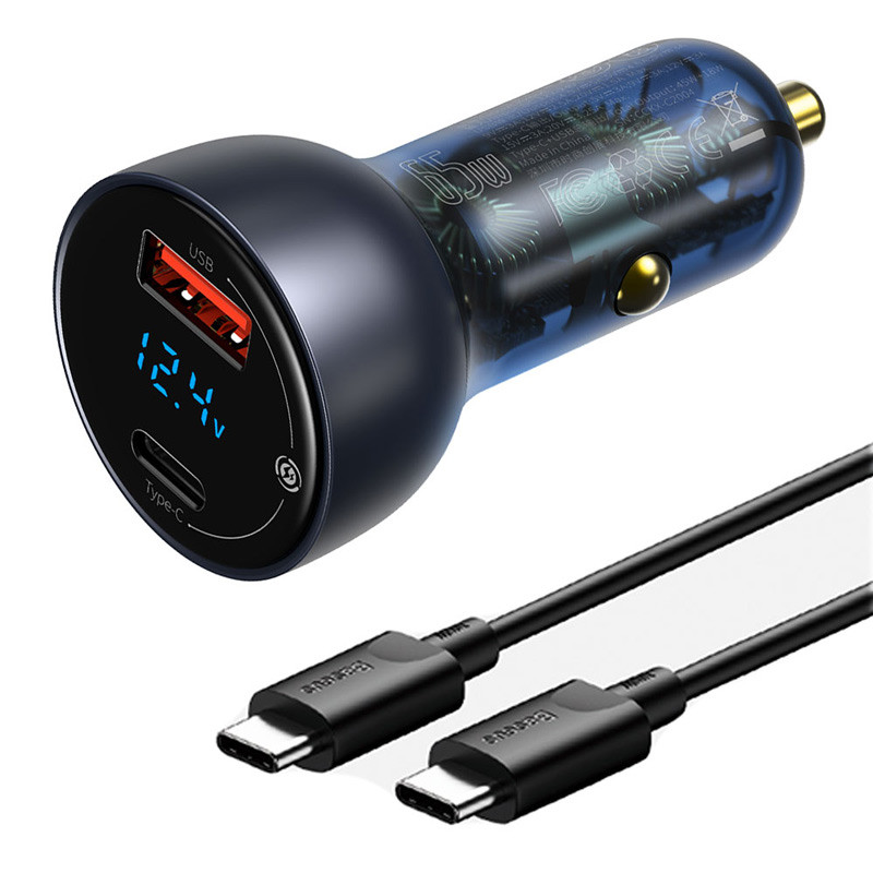 شارژر فندکی فست شارژ Baseus TZCCKX-0G 5A QC4.0 PD 65W + کابل تبدیل تایپ سی