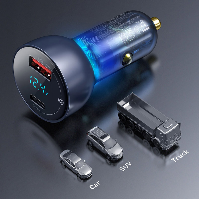 شارژر فندکی فست شارژ Baseus TZCCKX-0G 5A QC4.0 PD 65W + کابل تبدیل تایپ سی