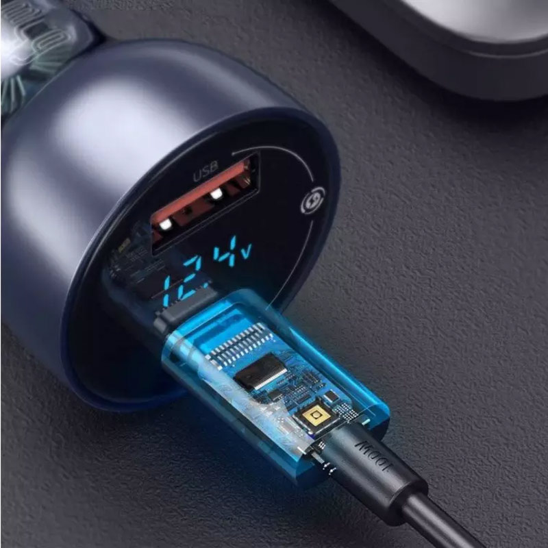 شارژر فندکی فست شارژ Baseus TZCCKX-0G 5A QC4.0 PD 65W + کابل تبدیل تایپ سی