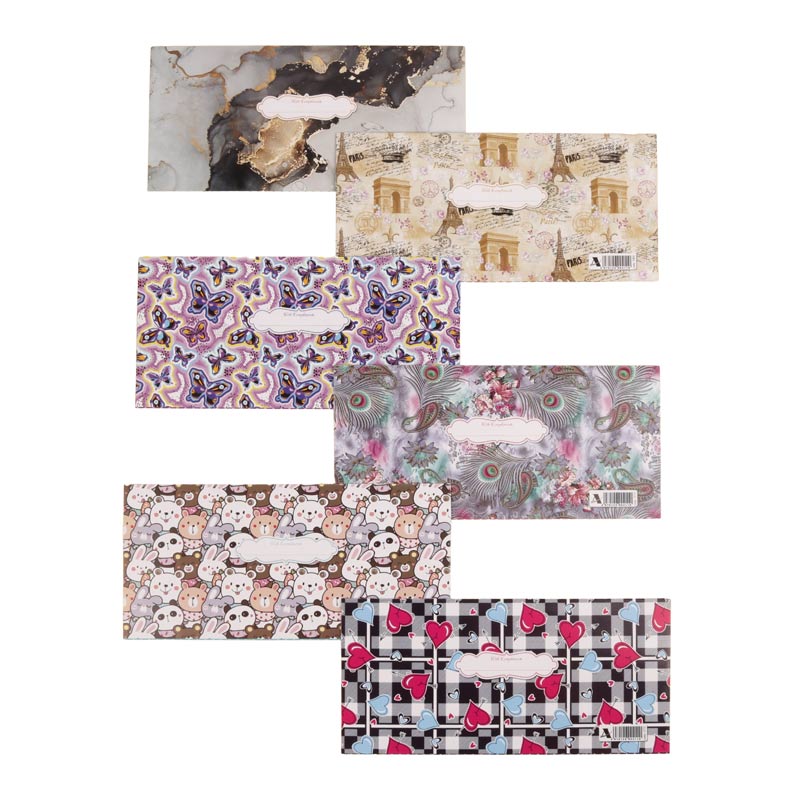 پاکت پول طرح دار 90x190mm بسته 120 عددی