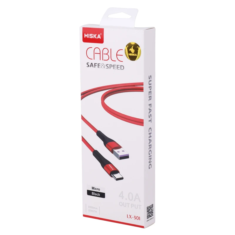 کابل میکرو یو اس بی فست شارژ 4 آمپر هیسکا LX-301 طول 1 متر