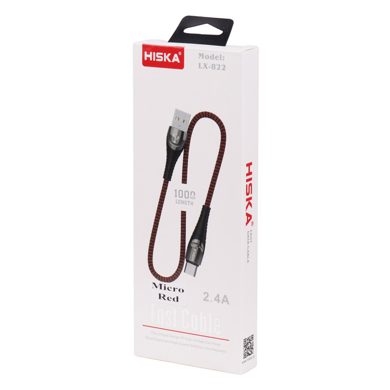 کابل میکرو یو اس بی فست شارژ Hiska LX-822 2.4A 1m