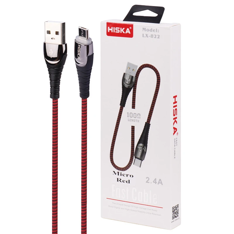 کابل میکرو یو اس بی فست شارژ 2.4 آمپر هیسکا LX-822 طول 1 متر