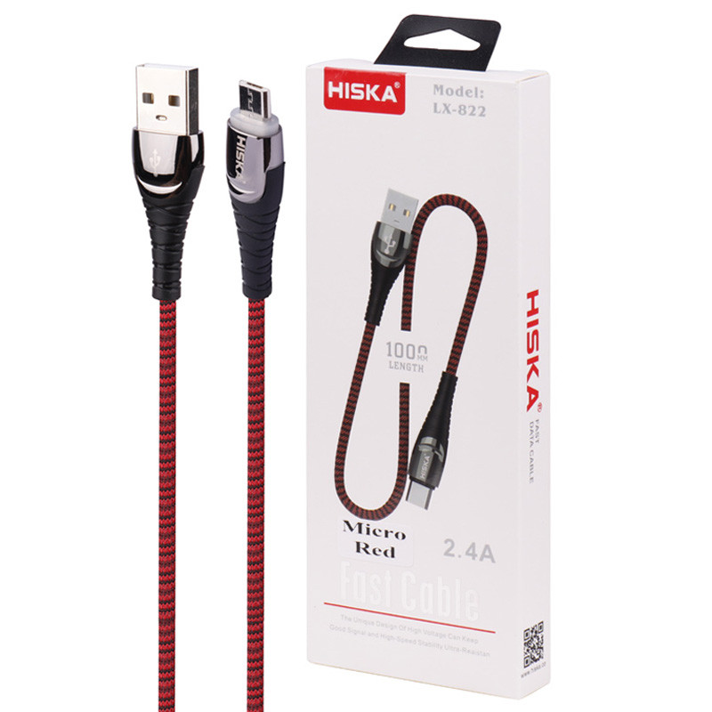 کابل میکرو یو اس بی فست شارژ Hiska LX-822 2.4A 1m