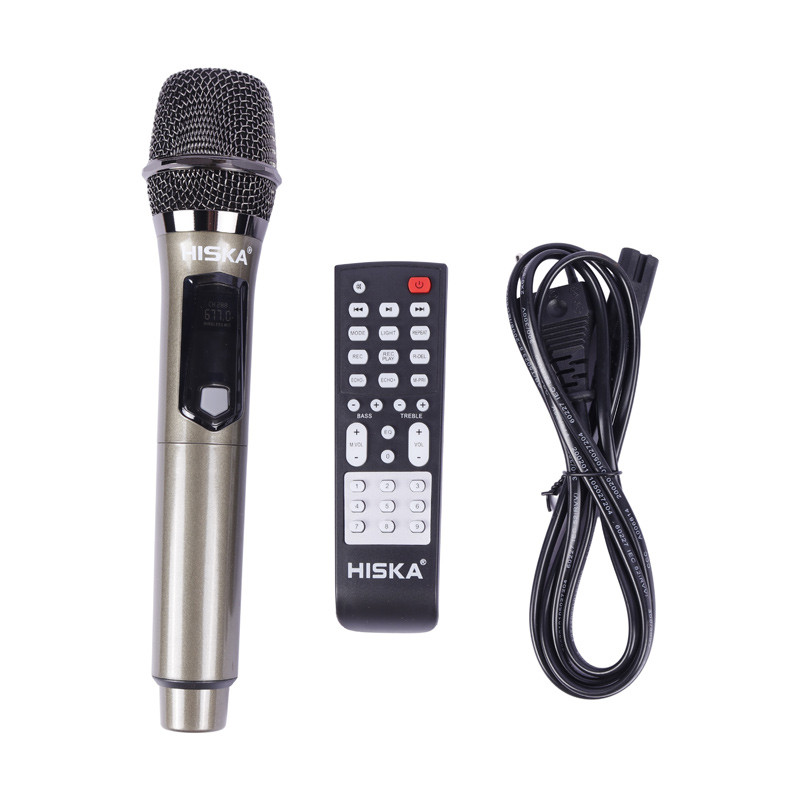 اسپیکر چمدانی بلوتوثی رم و فلش خور Hiska Party Box 1009 + میکروفون و ریموت کنترل