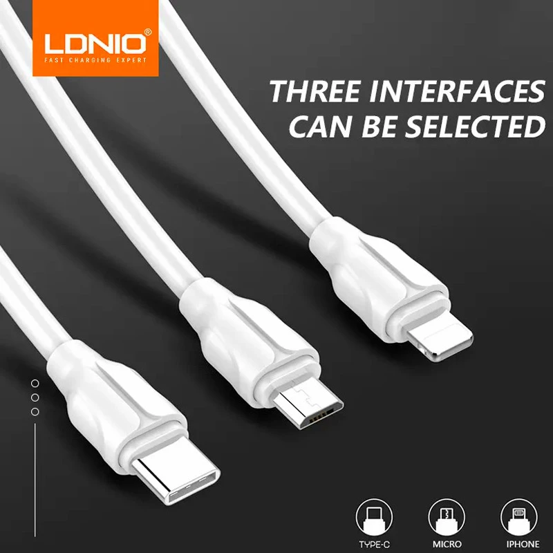 کابل لایتنینگ فست شارژ 2.4 آمپر الدینیو LS-362 طول 2 متر