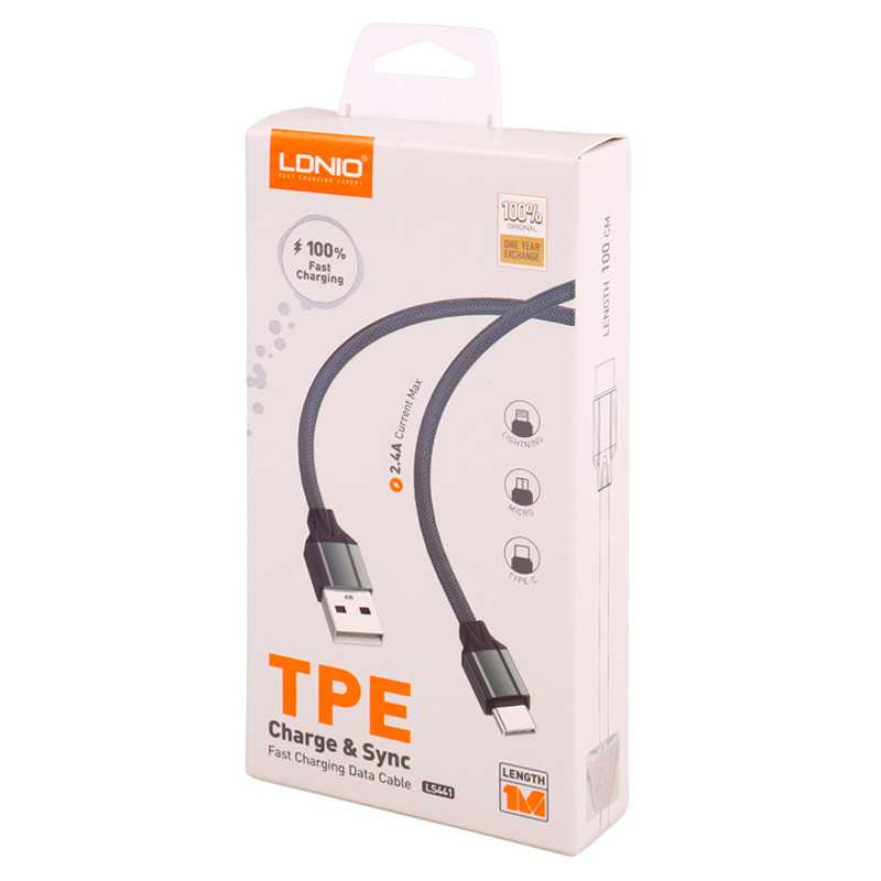 کابل آیفونی فست شارژ Ldnio LS441 2.4A 1m