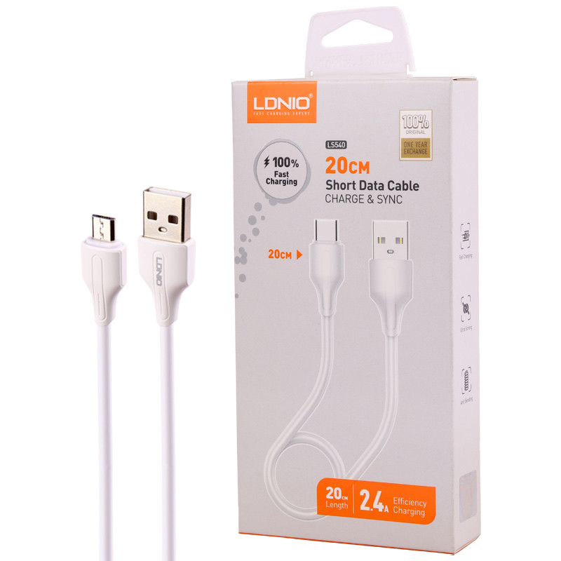 کابل کوتاه میکرو یو اس بی فست شارژ Ldnio LS540 2.4A 20cm