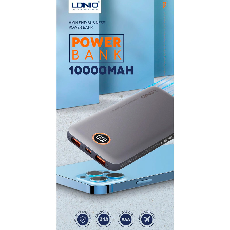 پاور بانک فست شارژ 10000 الدینیو Ldnio P10 10.5W
