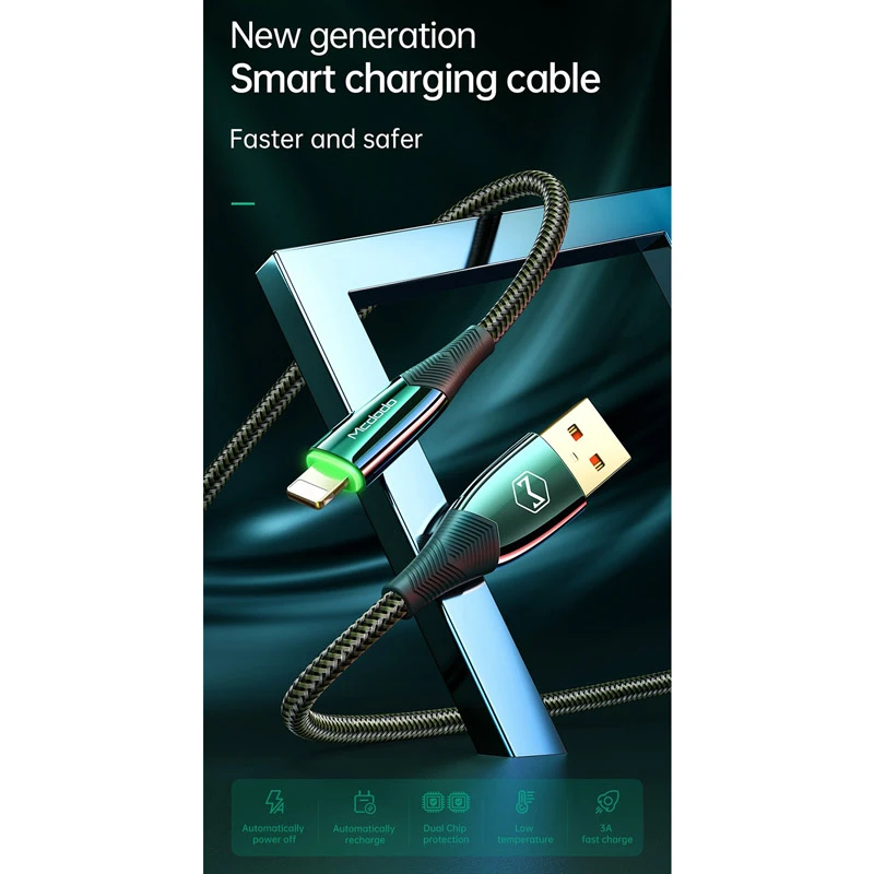 کابل لایتنینگ فست شارژ 3 آمپر مک دودو CA-806 طول 1.2 متر