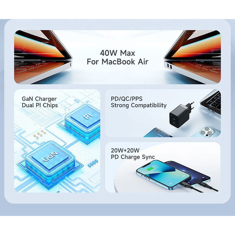 کلگی فست شارژ Mcdodo CH-2501 Gan 2Port 3A QC4.0 PD 40W Type-C