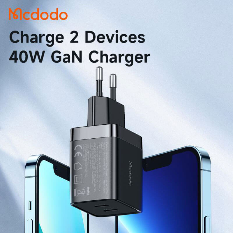کلگی فست شارژ Mcdodo CH-2501 Gan 2Port 3A QC4.0 PD 40W Type-C