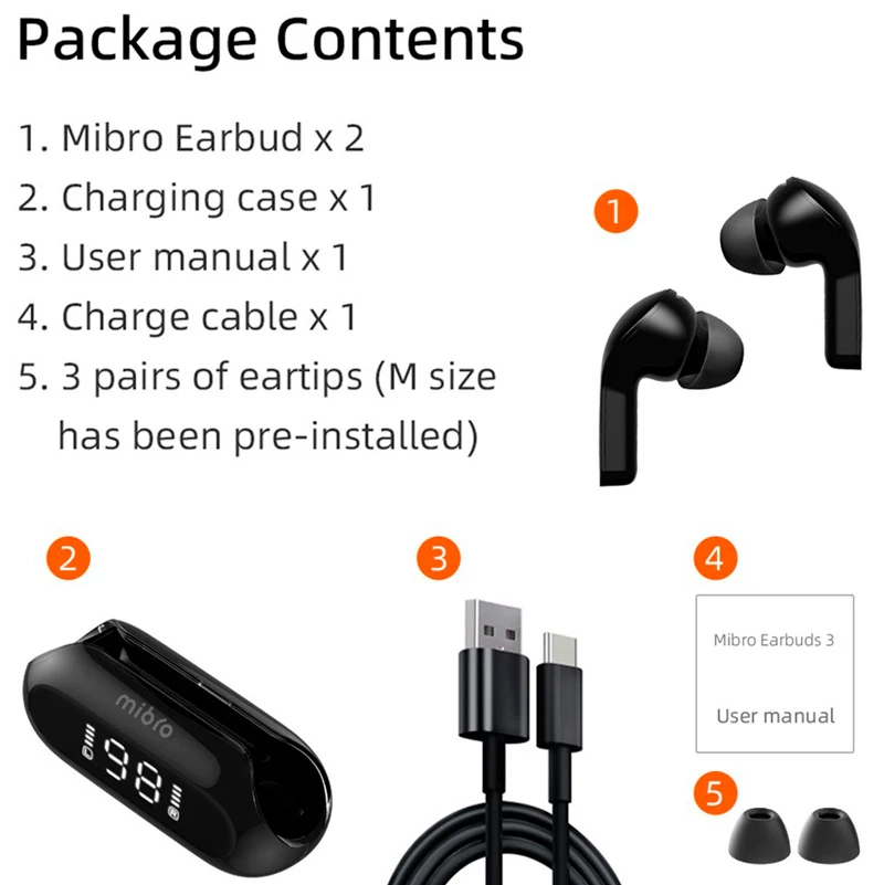 هندزفری بلوتوث دو تایی Mibro Earbuds 3 XPEJ006 TWS