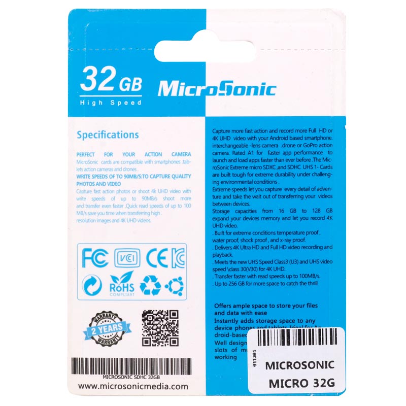 رم میکرو 32 گیگ میکروسونیک MicroSonic 533X U1 C10 80MB/s