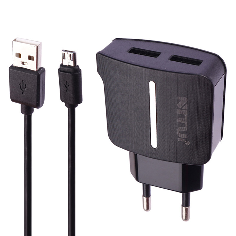 شارژر دیواری فست شارژ Nitu NT-TC022 2Port 2.4A 12W + کابل میکرو یو اس بی