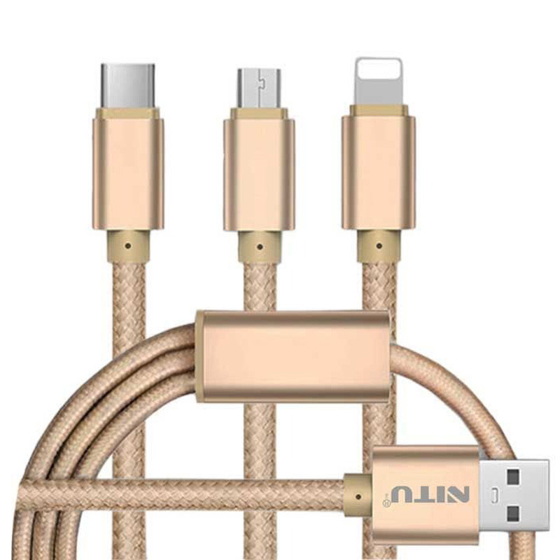 کابل 3 سر فست شارژ Nitu NT-UC003 3.1A 1.2m