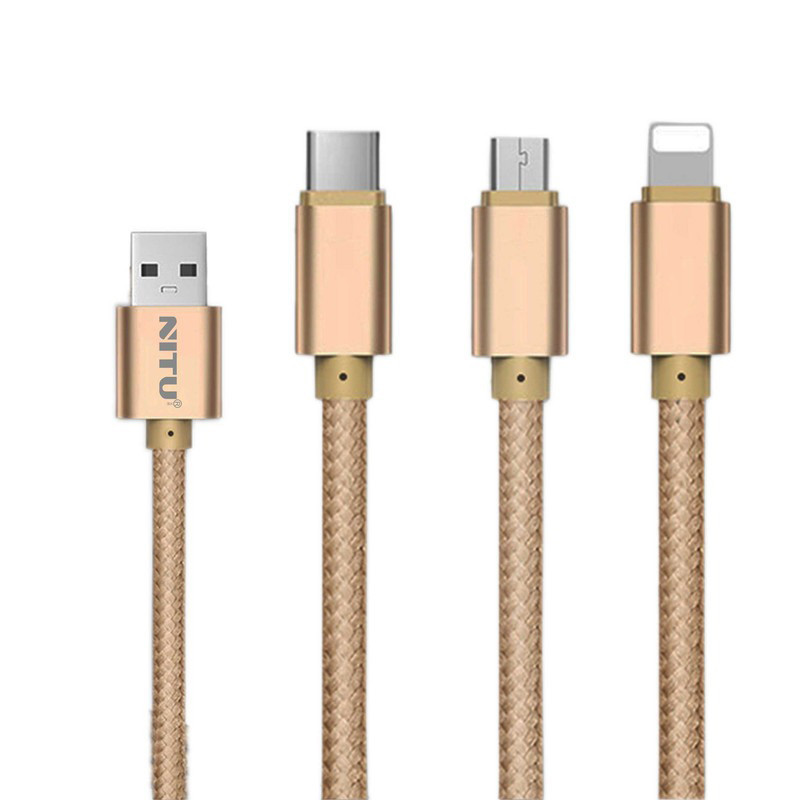 کابل 3 سر فست شارژ Nitu NT-UC003 3.1A 1.2m
