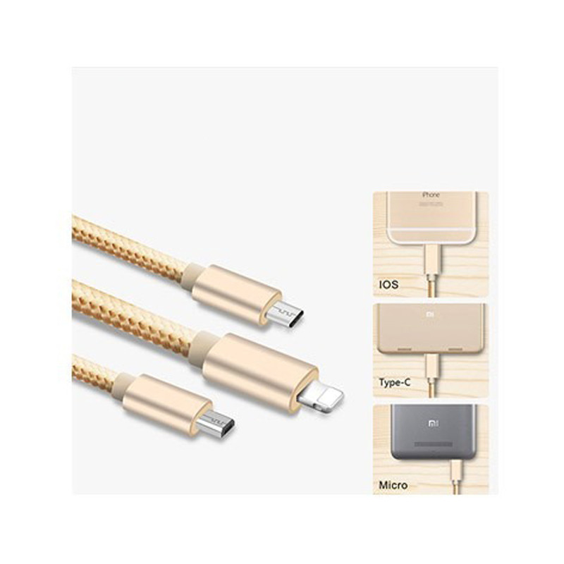 کابل 3 سر فست شارژ Nitu NT-UC003 3.1A 1.2m