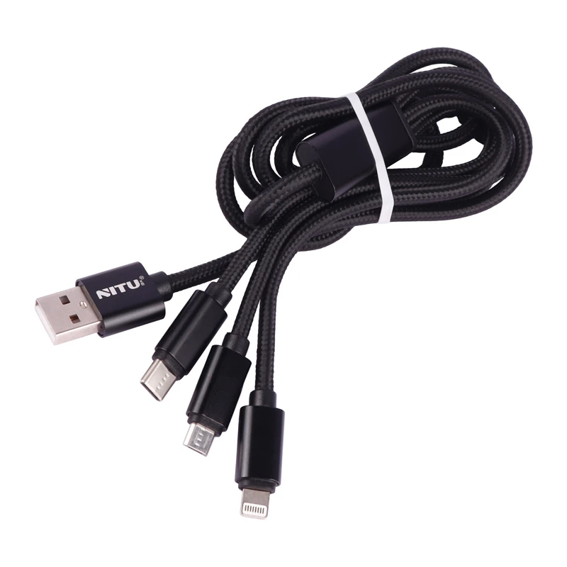 کابل سه سر فست شارژ 3.1 آمپر نیتو NT-UC003 طول 1.2 متر