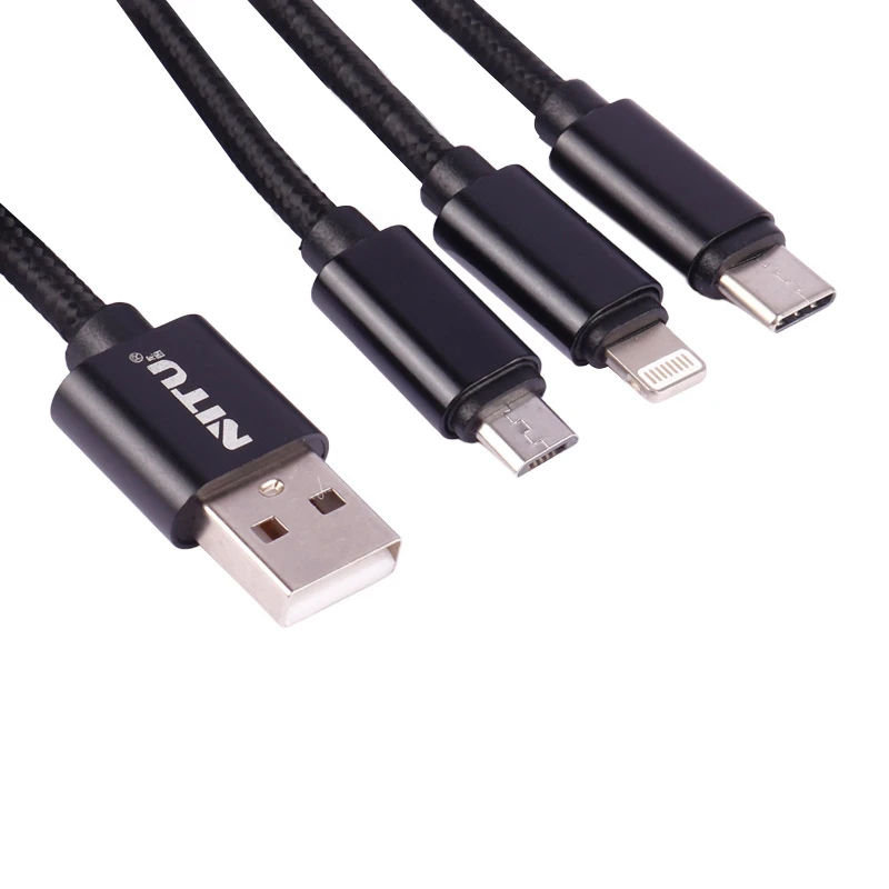 کابل سه سر فست شارژ 3.1 آمپر نیتو NT-UC003 طول 1.2 متر