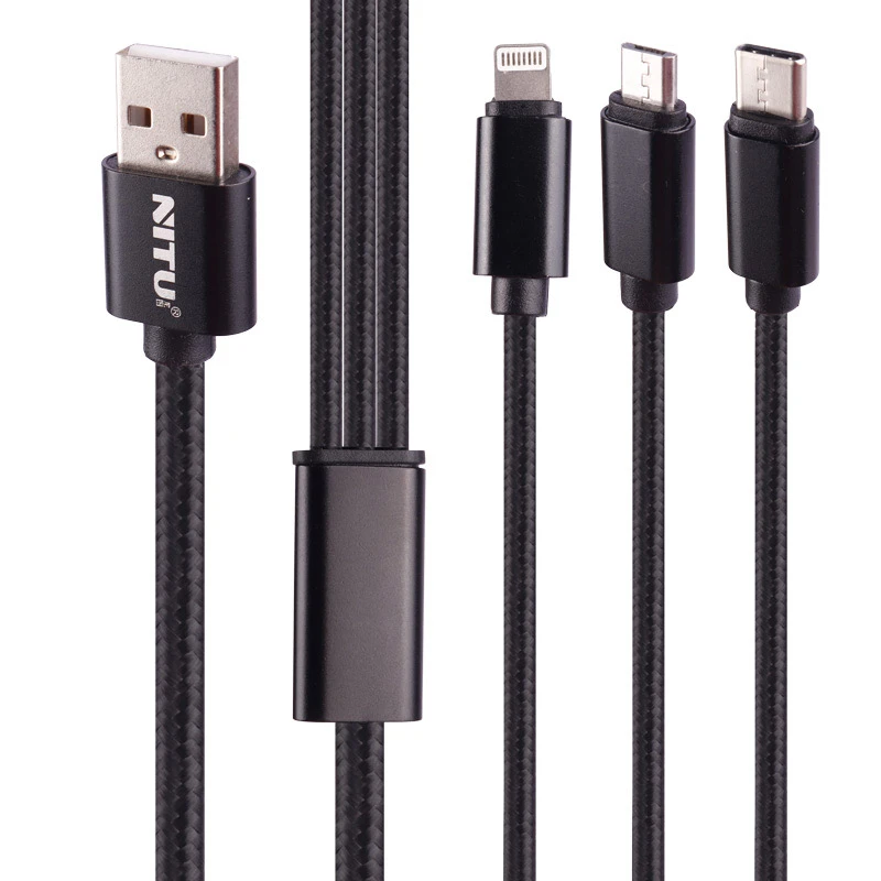 کابل سه سر فست شارژ 3.1 آمپر نیتو NT-UC003 طول 1.2 متر