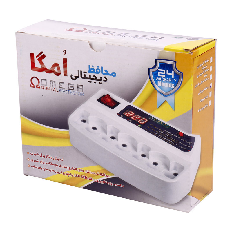 محافظ برق دیجیتال تلویزیون و یخچال فریزر 7 خانه امگا با کابل 3 متری