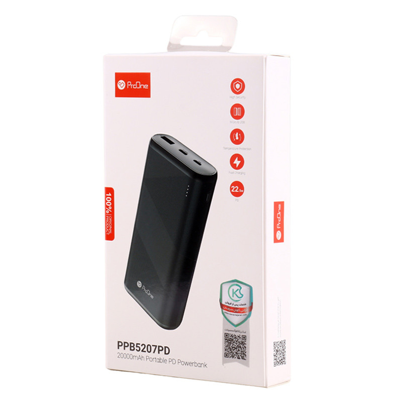 پاور بانک فست شارژ 20000 پرووان ProOne PPB5207PD PD 22.5W