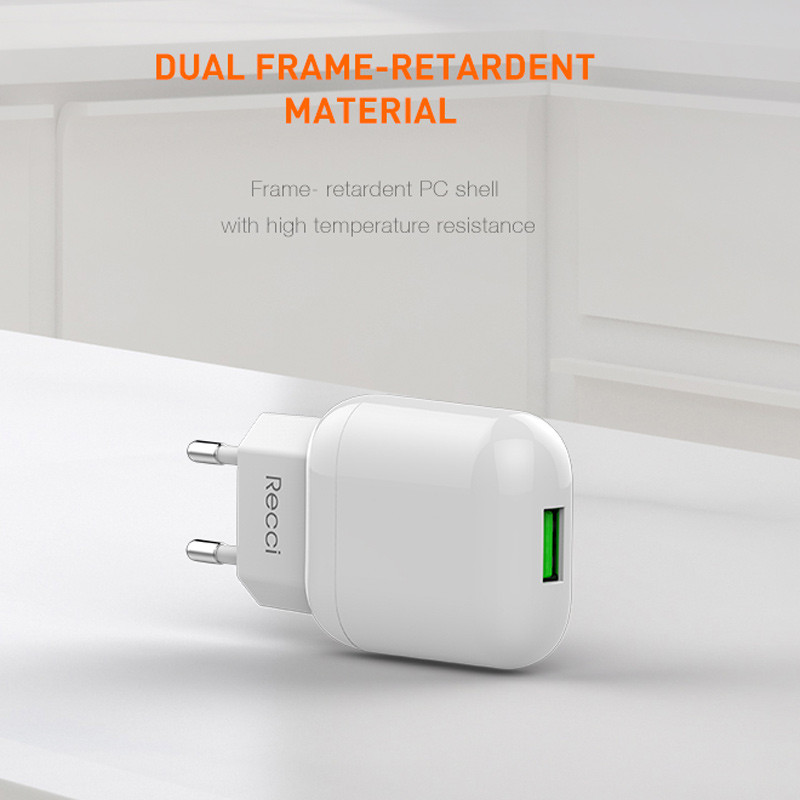 شارژر دیواری فست شارژ Recci RCK-01EL 2.1A 10.5W + کابل آیفونی