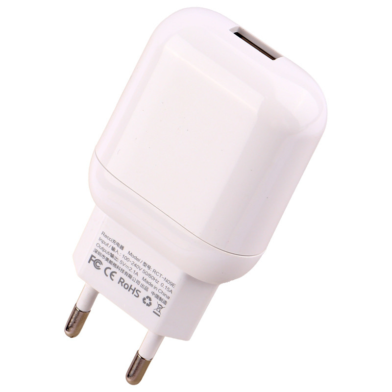 شارژر دیواری فست شارژ Recci RCK-01EL 2.1A 10.5W + کابل آیفونی