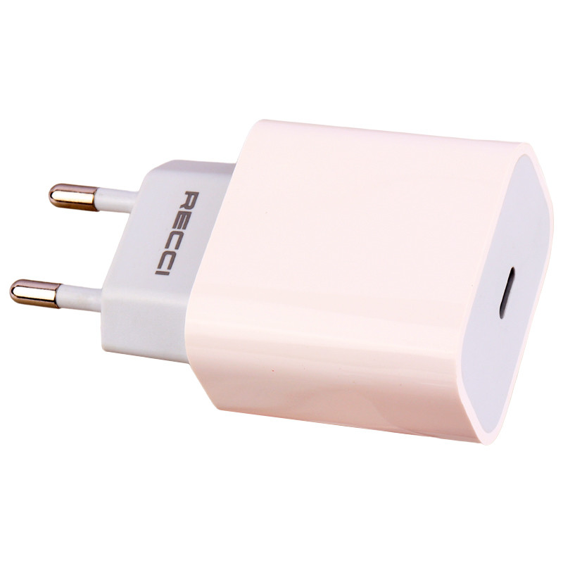شارژر دیواری فست شارژ Recci RCK-16ECL PD 3A 20W Type-C + کابل تبدیل تایپ سی به آیفونی