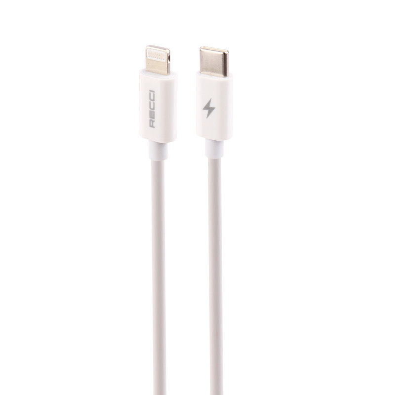 شارژر دیواری فست شارژ Recci RCK-16ECL PD 3A 20W Type-C + کابل تبدیل تایپ سی به آیفونی